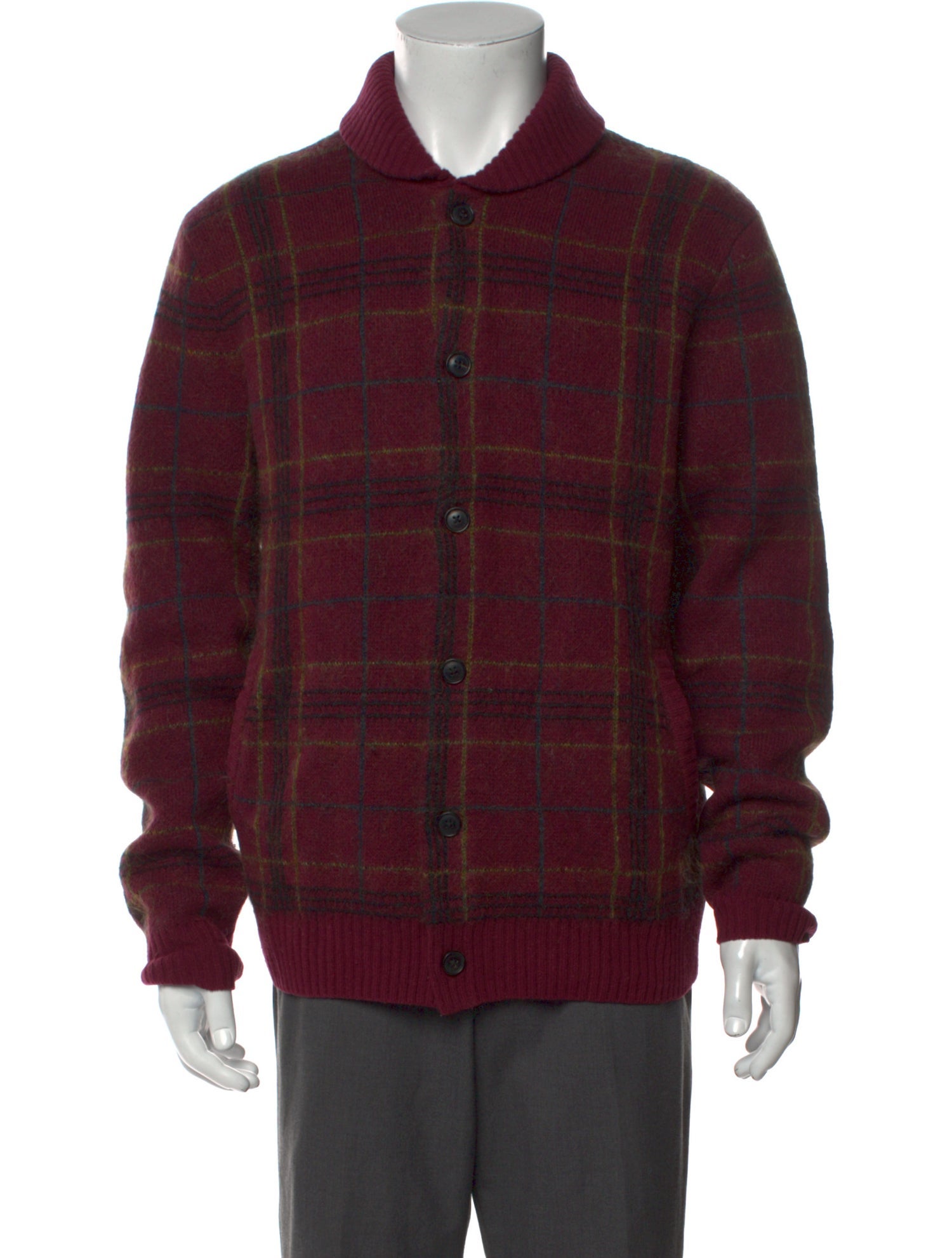 Todd Snyder Plaid Print Collar Cardigan