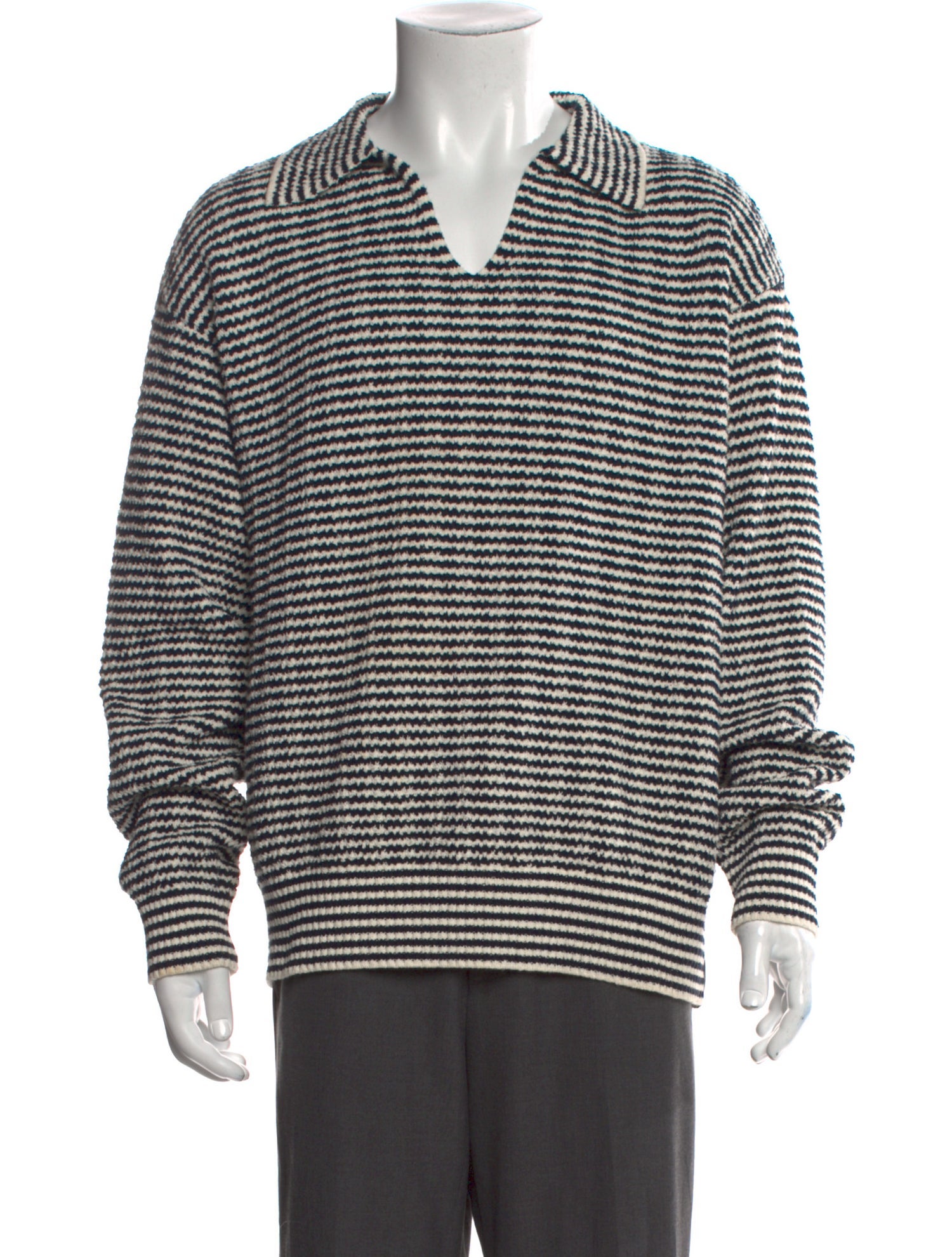 Todd Snyder Striped V-Neck Polo Sweater