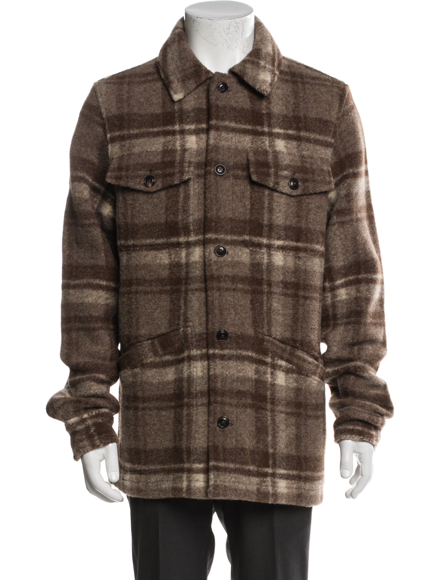 Todd Snyder Virgin Wool Plaid Print Trucker Jacket