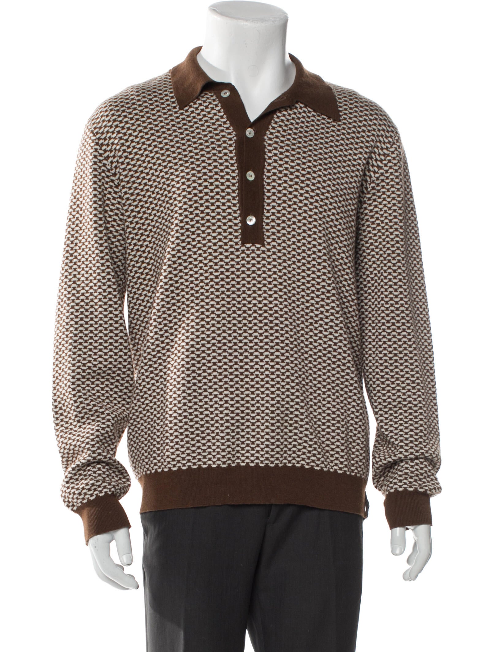 Todd Snyder Printed Crew Neck Polo Sweater