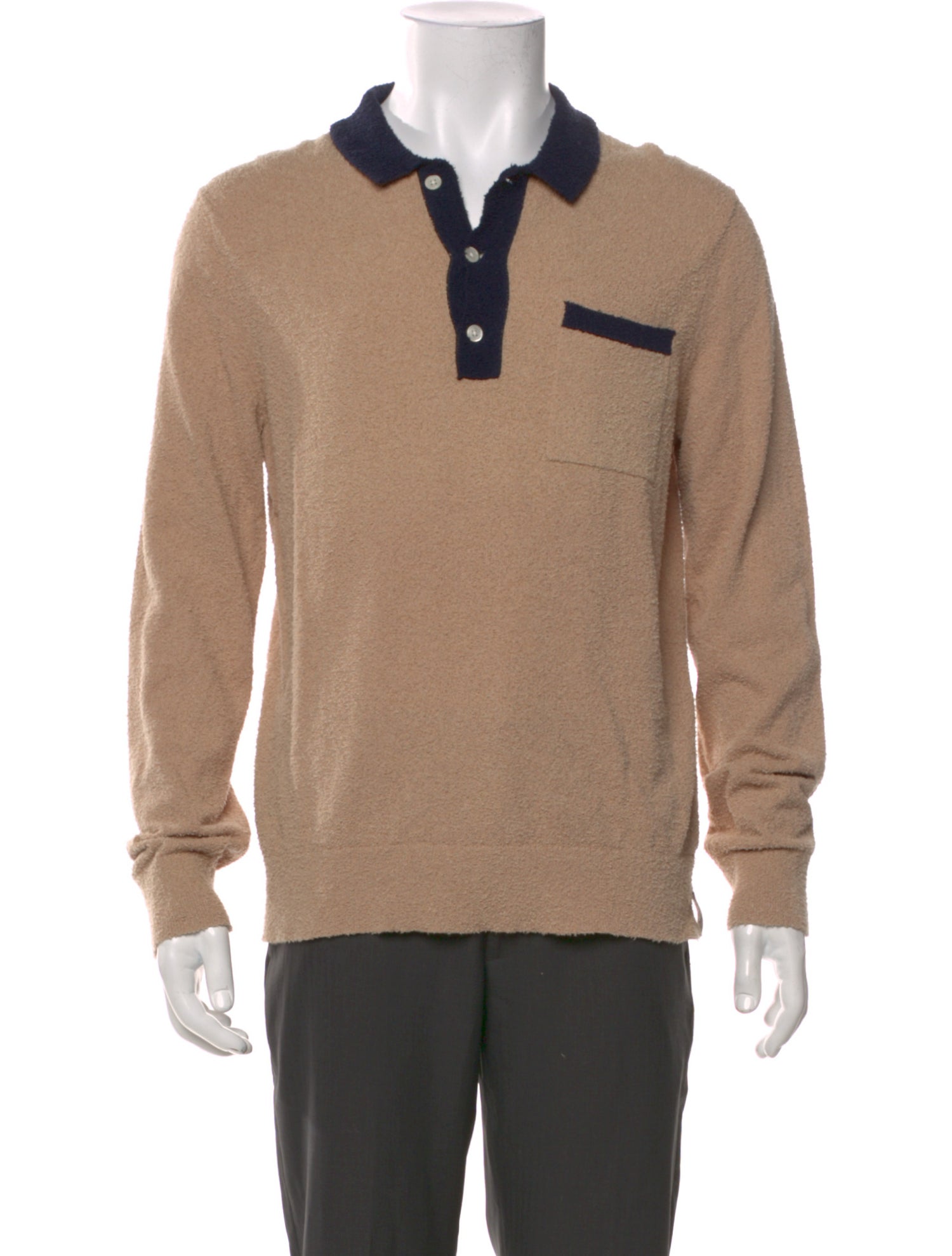 Todd Snyder Colorblock Pattern Mock Neck Polo Sweater