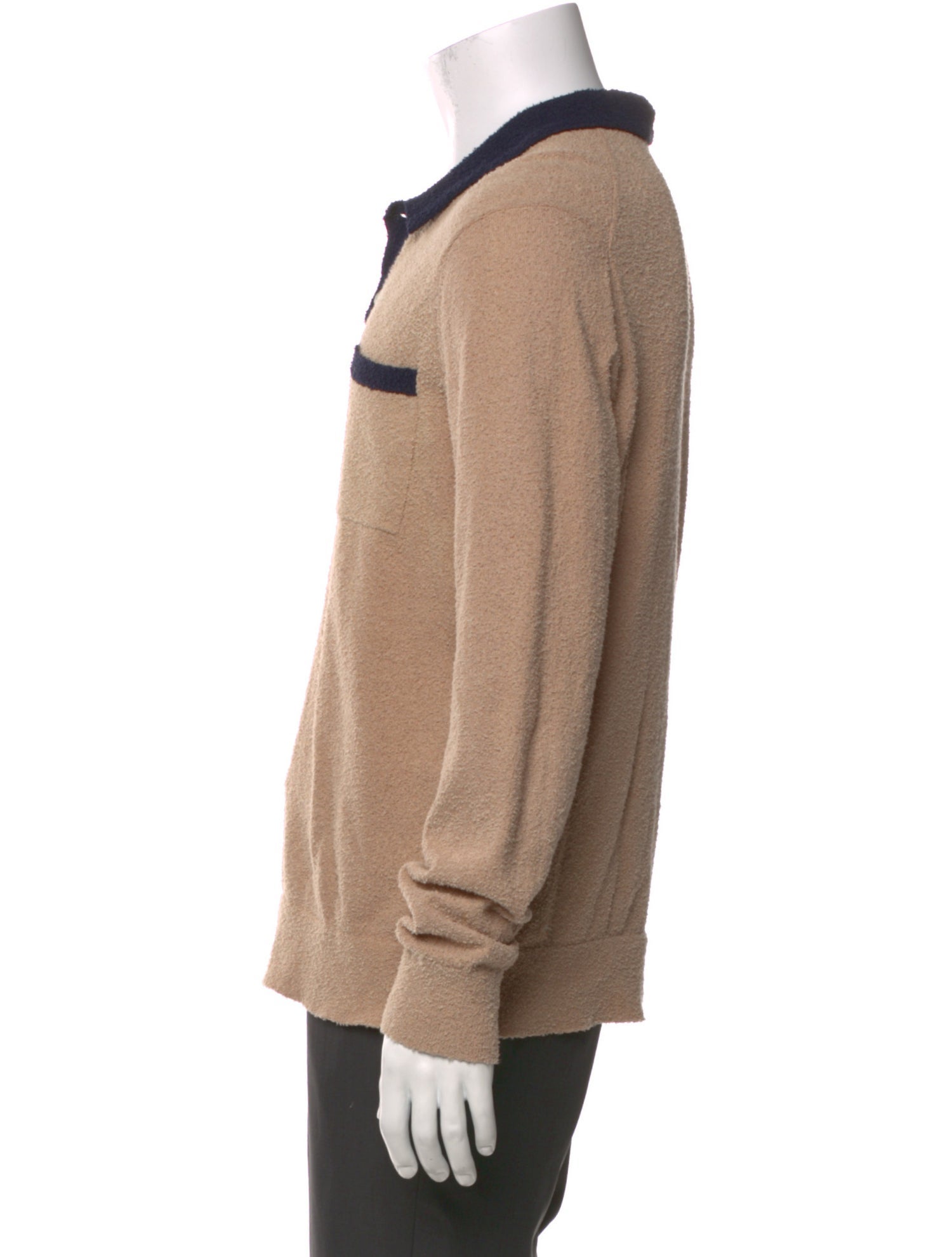 Todd Snyder Colorblock Pattern Mock Neck Polo Sweater