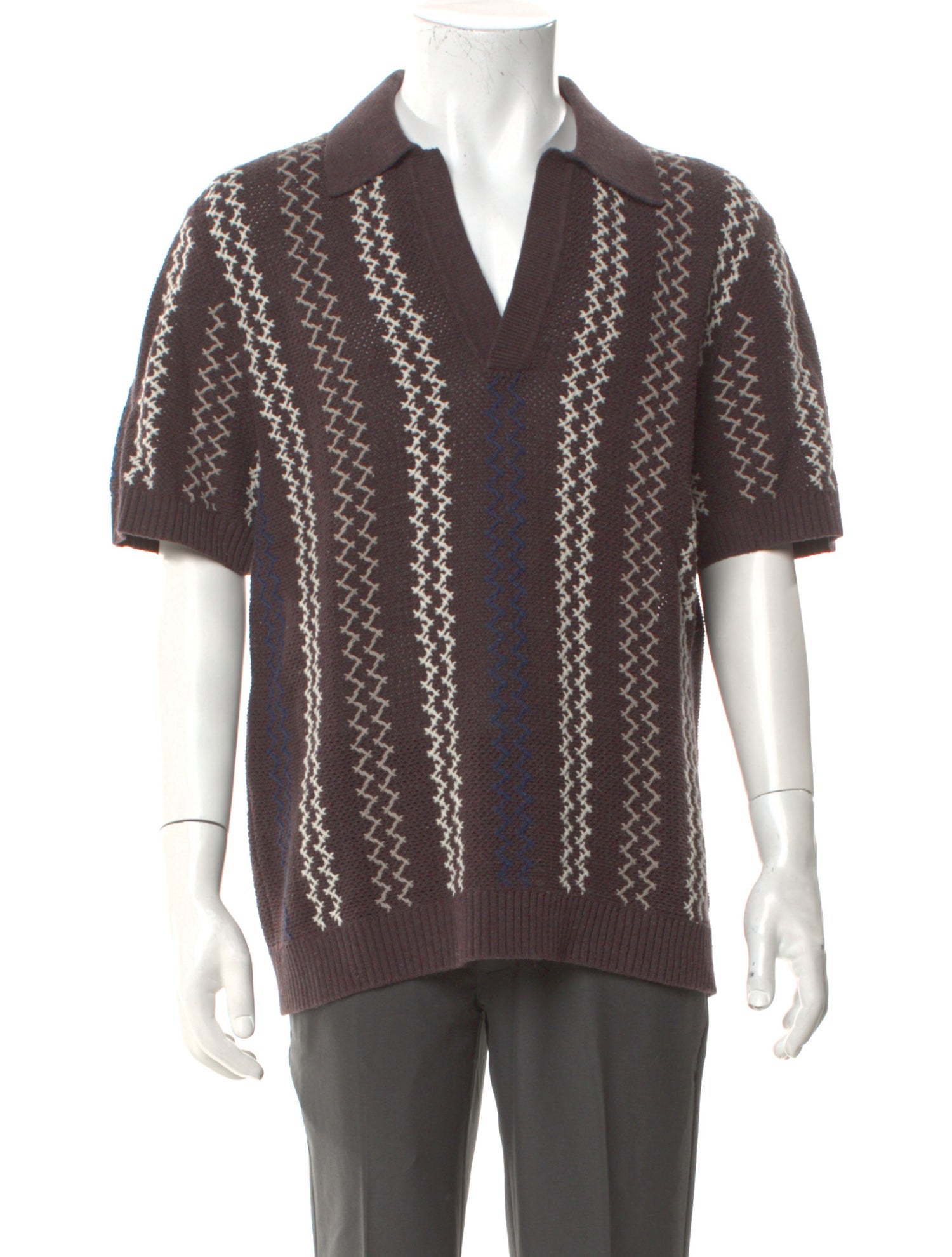 Todd Snyder Striped V-Neck Polo Sweater