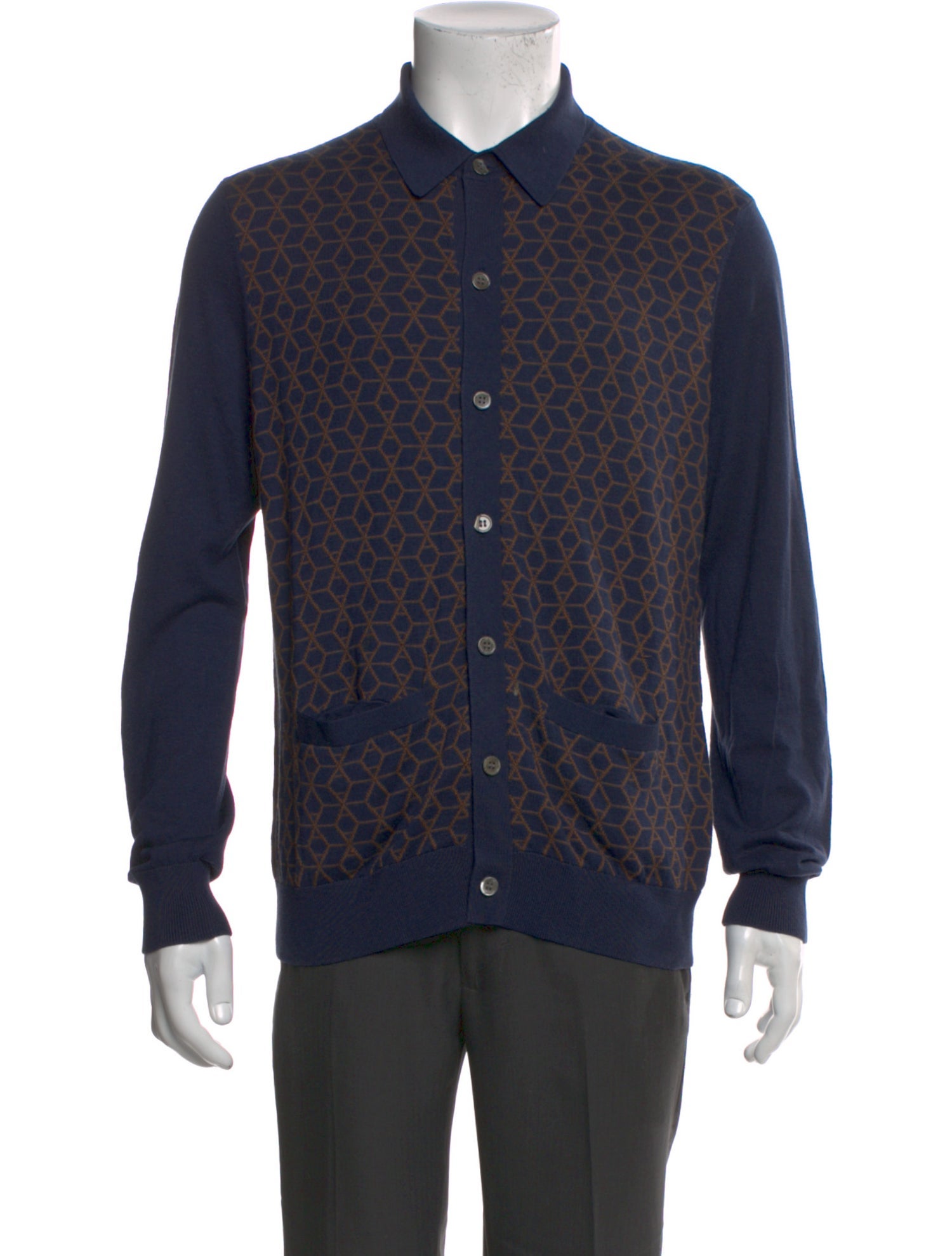 Todd Snyder Printed Mock Neck Cardigan