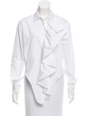 Tome Ruffle-Accented Poplin Button-Up w/ Tags