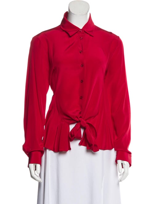 Tome Silk Long Sleeve Blouse Red