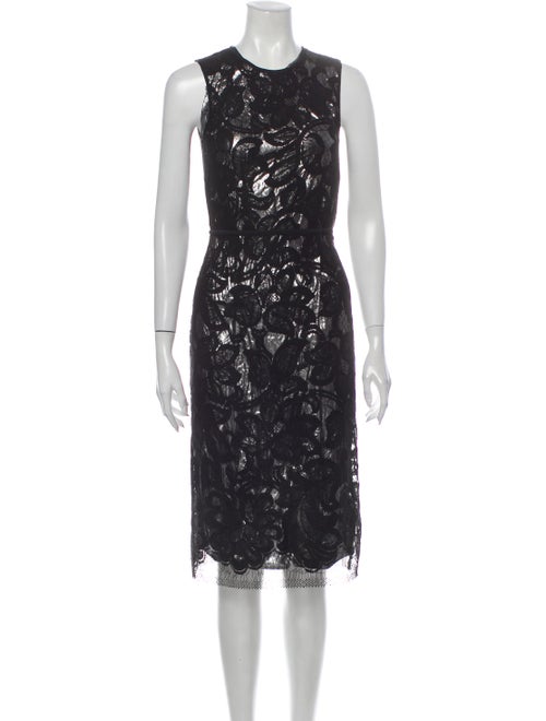 Tome Lace Pattern Midi Length Dress Black