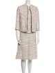 Tome Tweed Pattern Fringe Trim Accent Skirt Suit