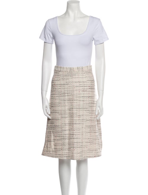 Tome Tweed Pattern Fringe Trim Accent Skirt Suit