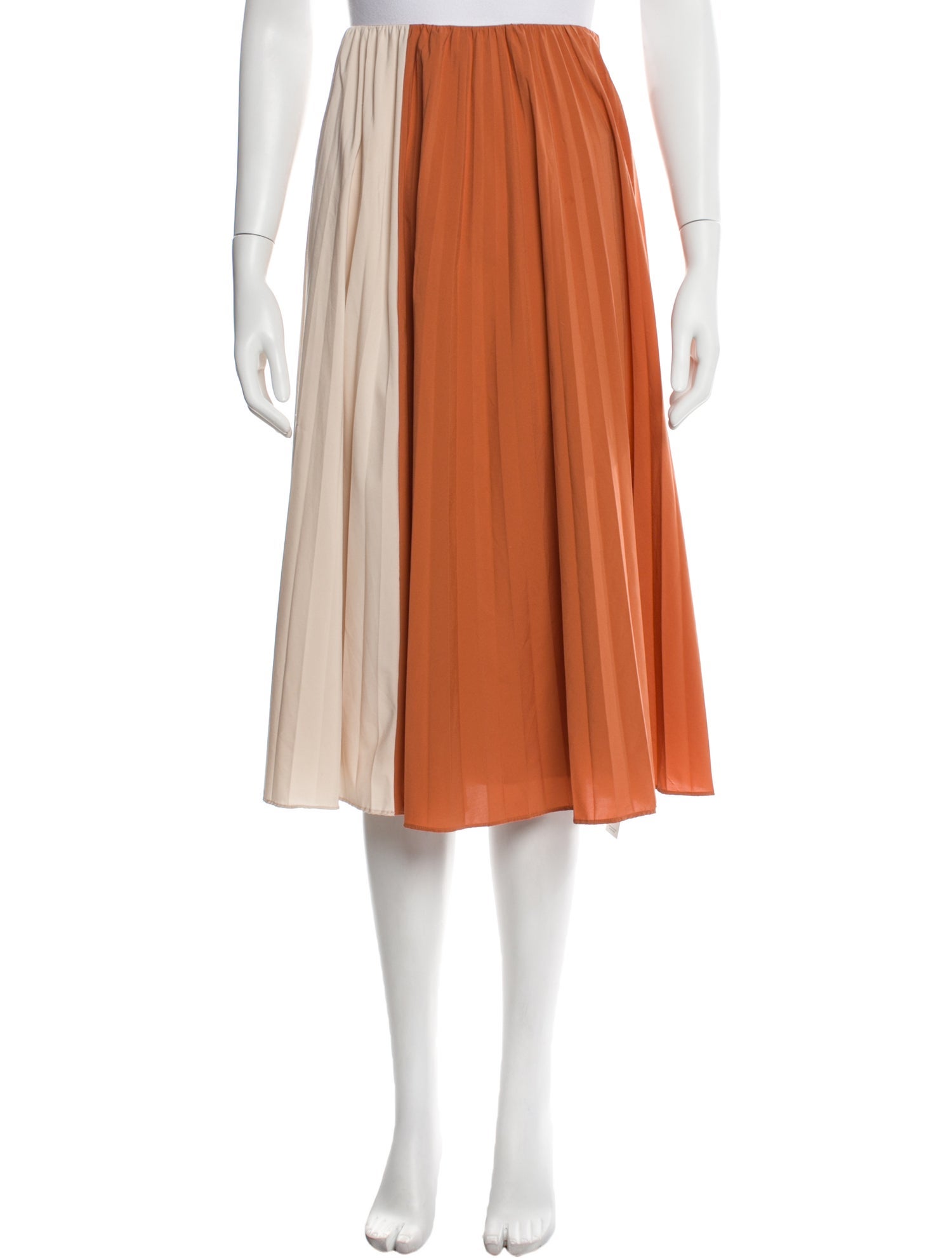 Tome Pleated Accents Midi Length Skirt