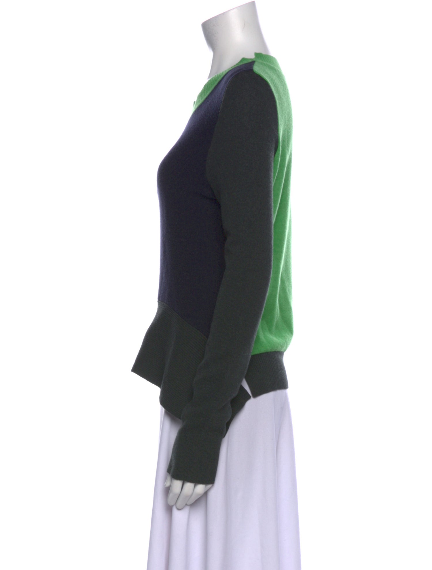 Tome Colorblock Pattern Scoop Neck Sweater