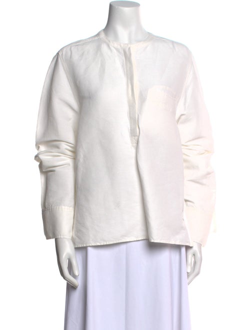 Tome Linen Crew Neck Button-Up Top