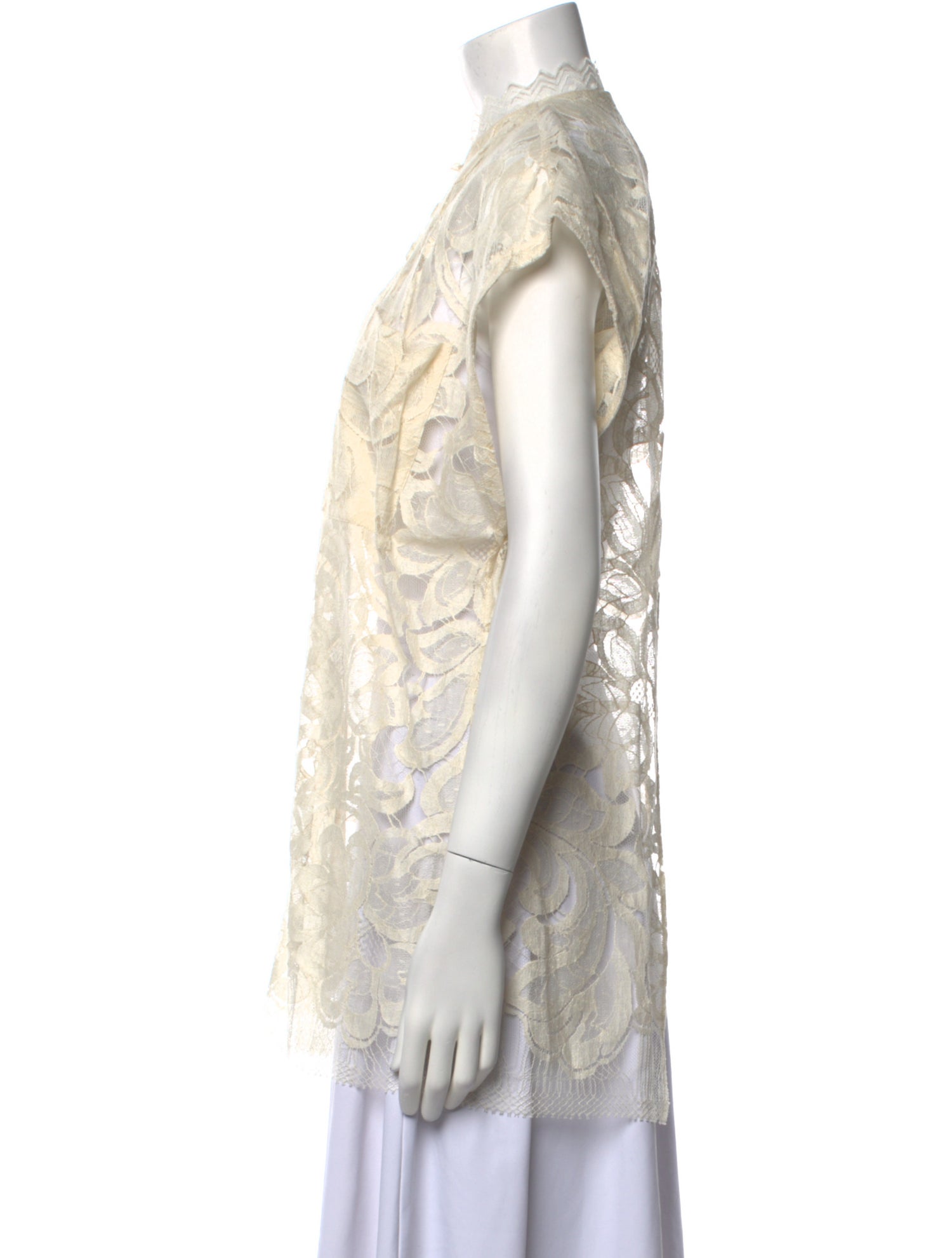 Tome Lace Pattern Mock Neck Blouse