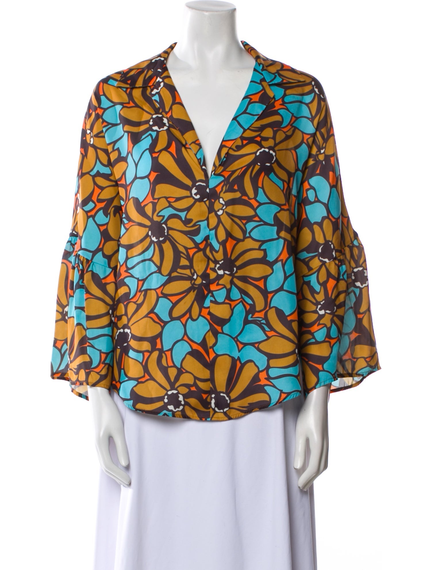 Tome Printed V-Neck Blouse