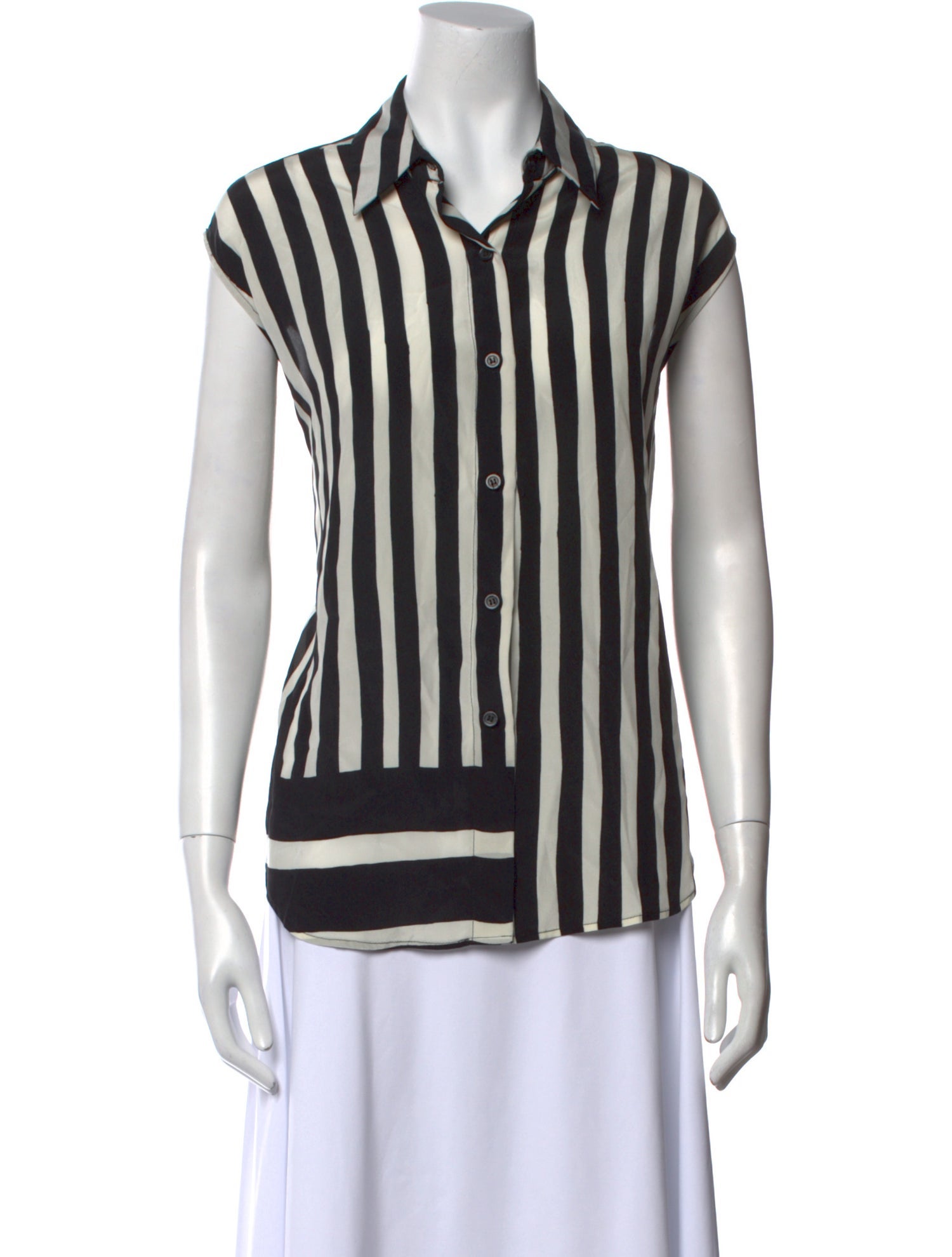 Tome Silk Striped Button-Up Top
