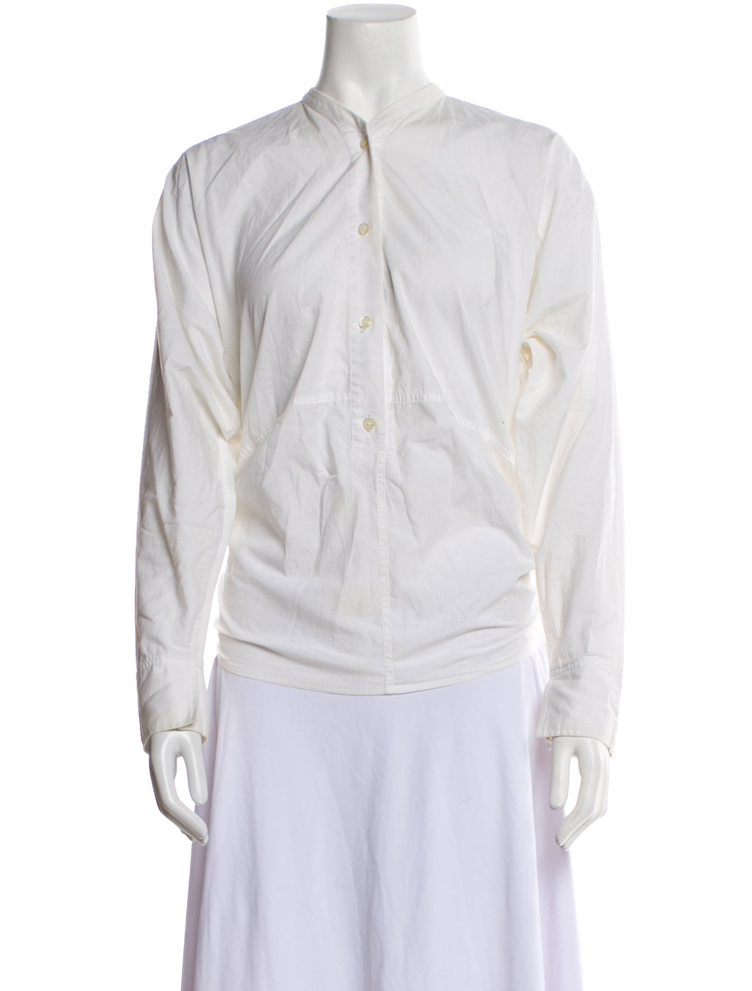 Tome Mock Neck Long Sleeve Button-Up Top