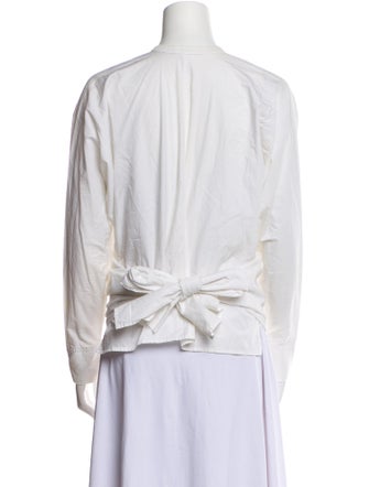 Tome Mock Neck Long Sleeve Button-Up Top