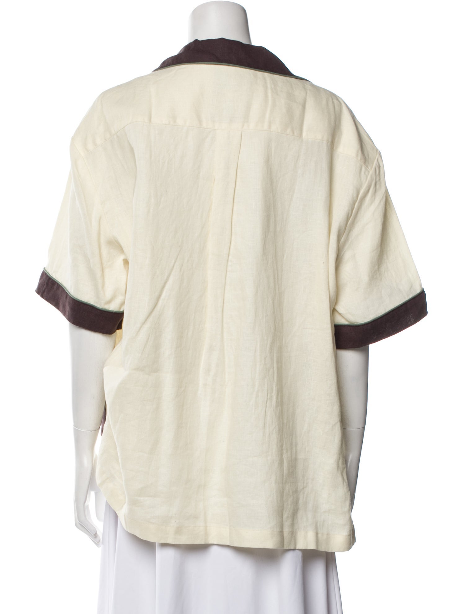 Tombolo Linen Printed Button-Up Top