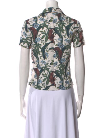Tombolo Linen Printed Button-Up Top