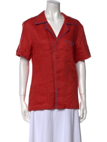 Tombolo Tops Linen Short Sleeve Button-Up Top S