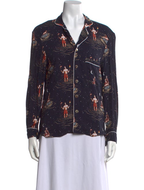 Tombolo Floral Print Long Sleeve Button-Up Top