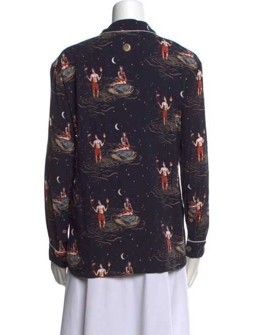 Tombolo Floral Print Long Sleeve Button-Up Top