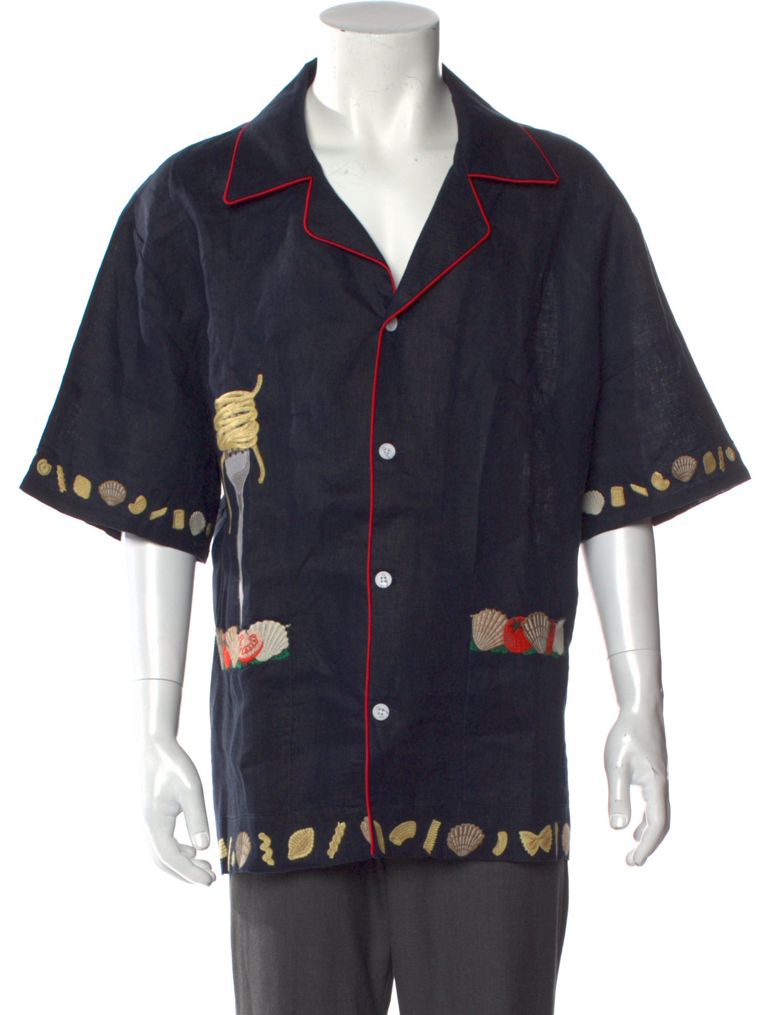 Tombolo Linen Graphic Print Shirt