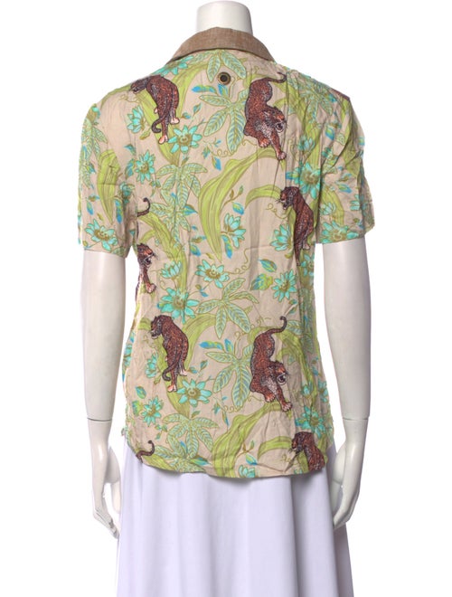 Tombolo Printed Short Sleeve Button-Up Top