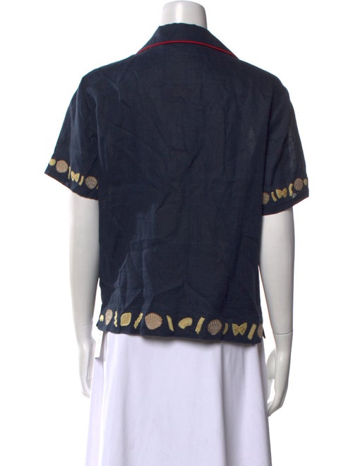 Tombolo Printed Short Sleeve Button-Up Top