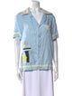 Tombolo Linen Graphic Print Button-Up Top