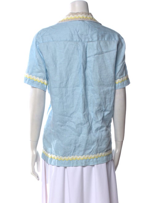 Tombolo Linen Graphic Print Button-Up Top