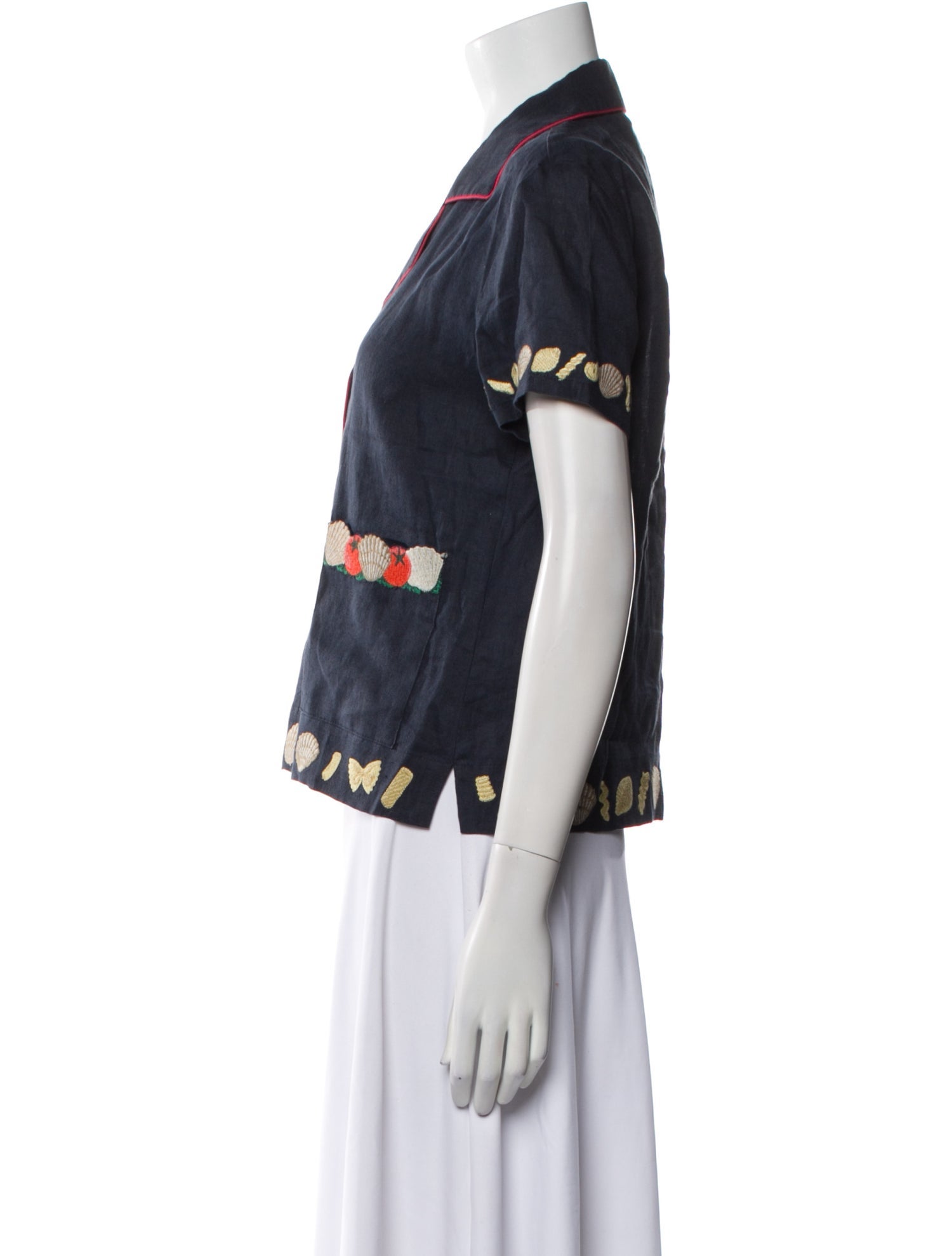 Tombolo Linen Printed Button-Up Top