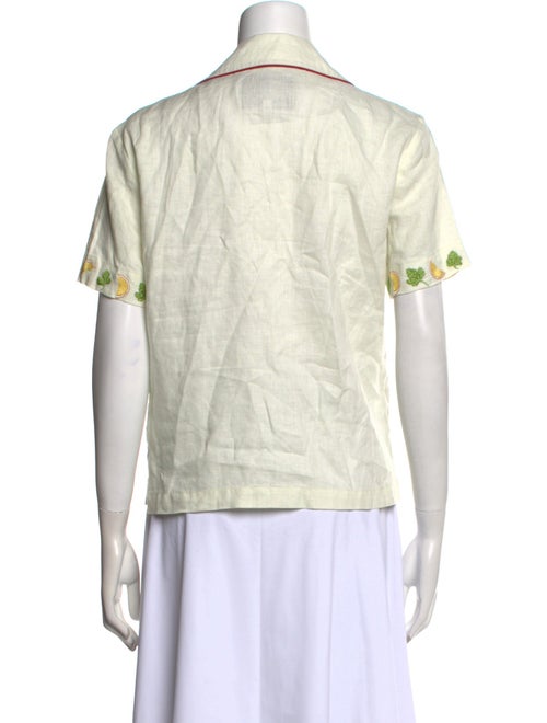 Tombolo Linen Printed Button-Up Top
