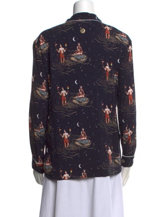 Tombolo Floral Print Long Sleeve Button-Up Top