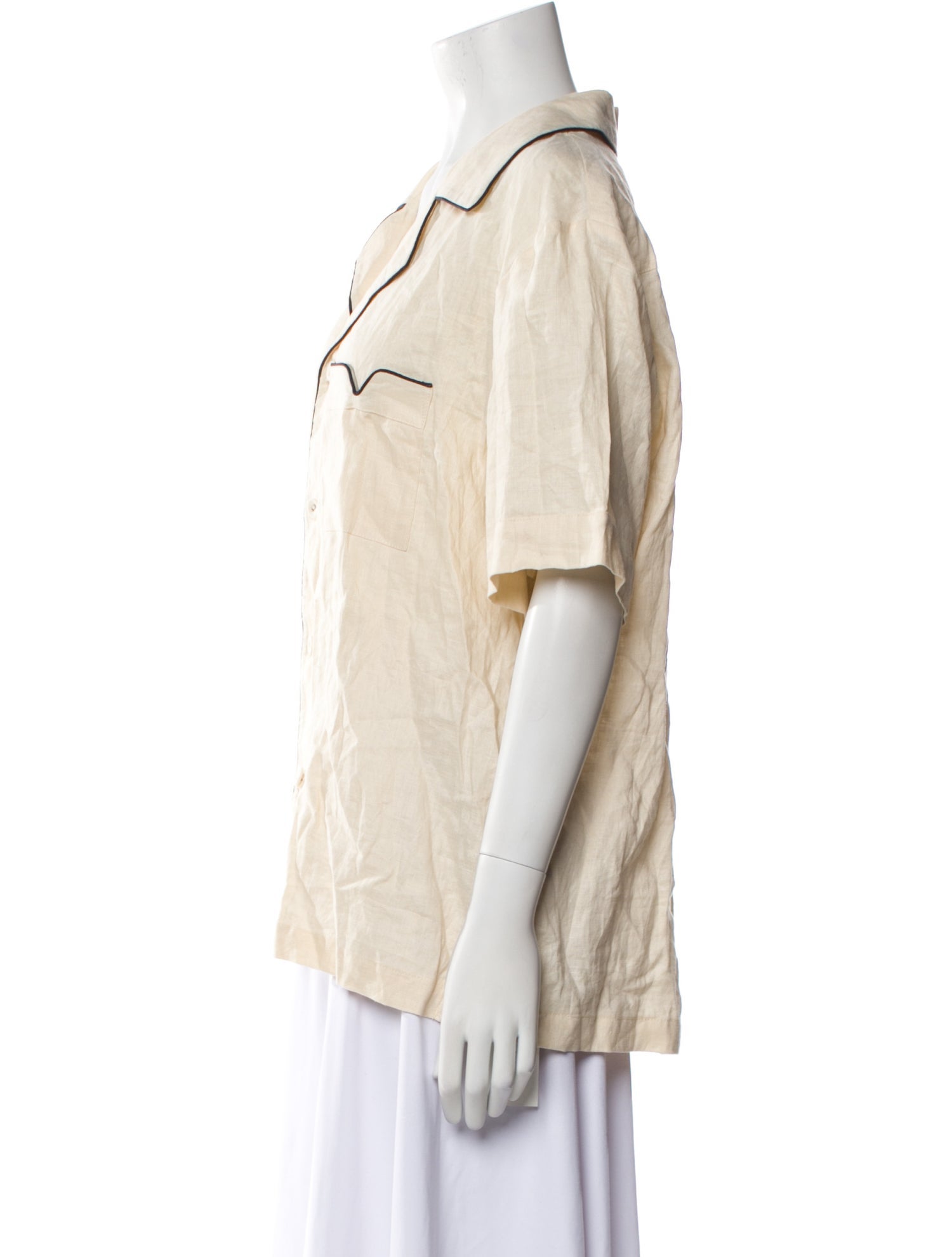 Tombolo Linen Short Sleeve Button-Up Top