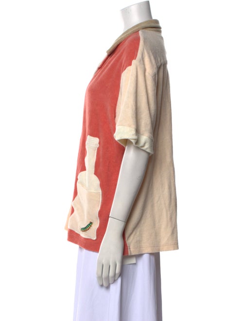 Tombolo Printed Short Sleeve Button-Up Top