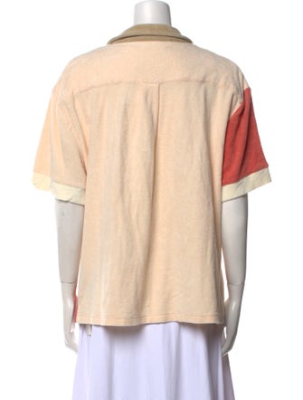 Tombolo Printed Short Sleeve Button-Up Top