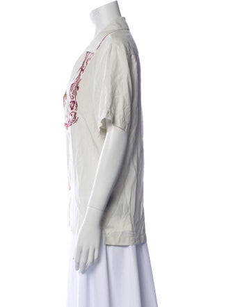 Tombolo Graphic Print V-Neck Button-Up Top