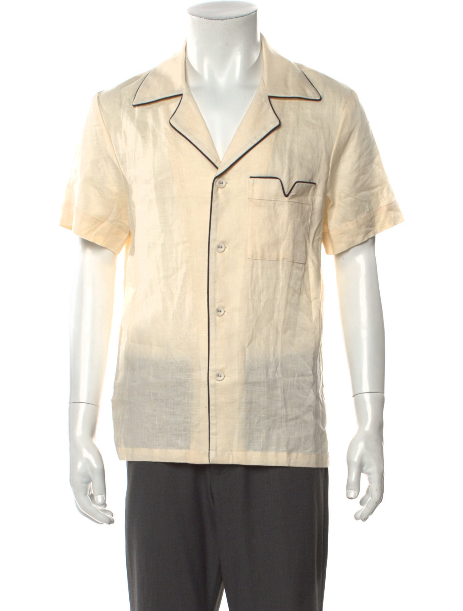 Tombolo Linen Short Sleeve Button-Up Top