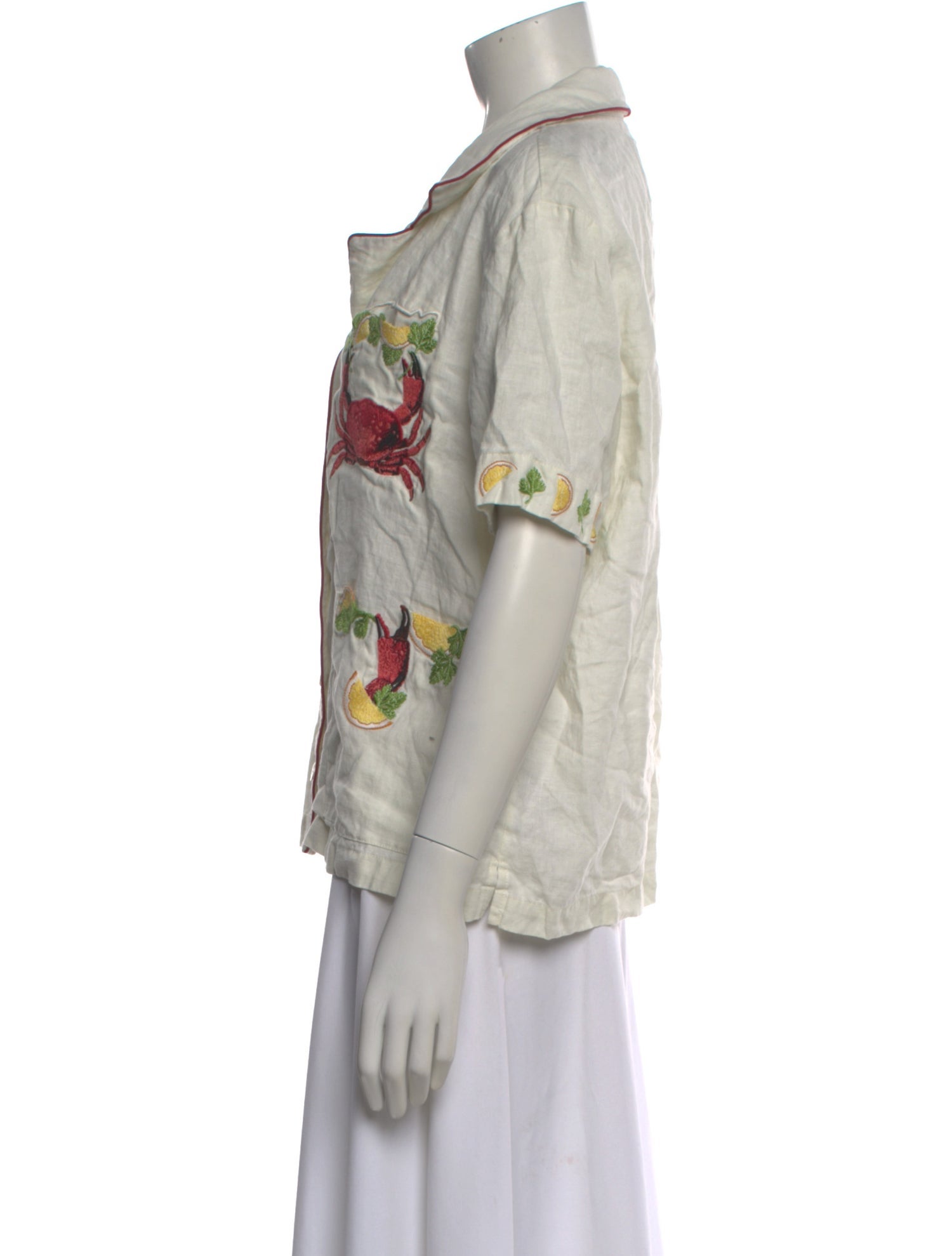 Tombolo Linen Printed Button-Up Top