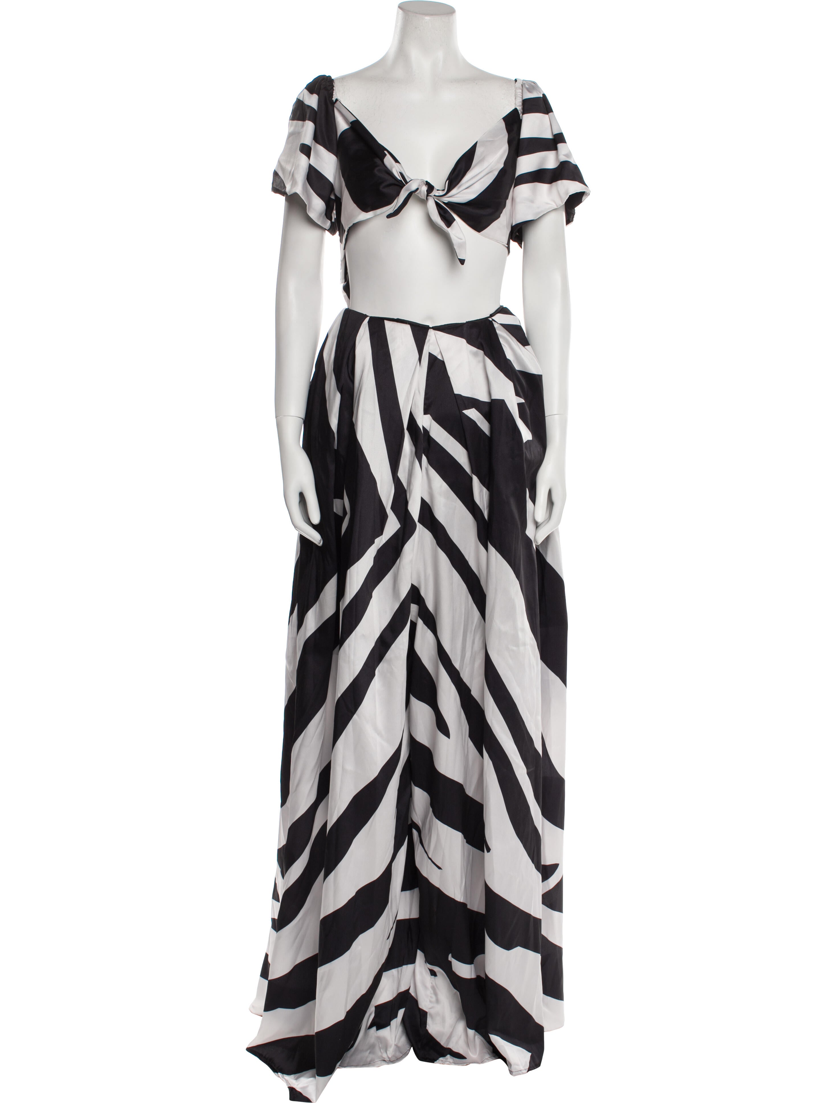 Tongoro Striped Plunge Neckline Jumpsuit