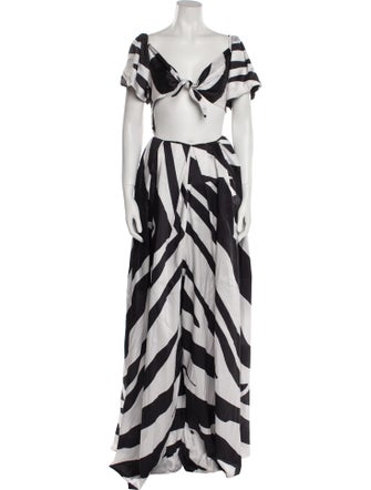 Tongoro Striped Plunge Neckline Jumpsuit