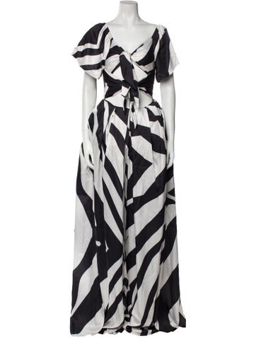 Tongoro Jumpsuits and Rompers Striped V-Neck Jumpsuit L