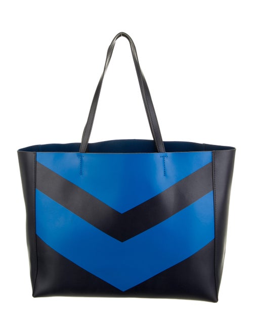 Tory Sport Striped Leather Tote Blue