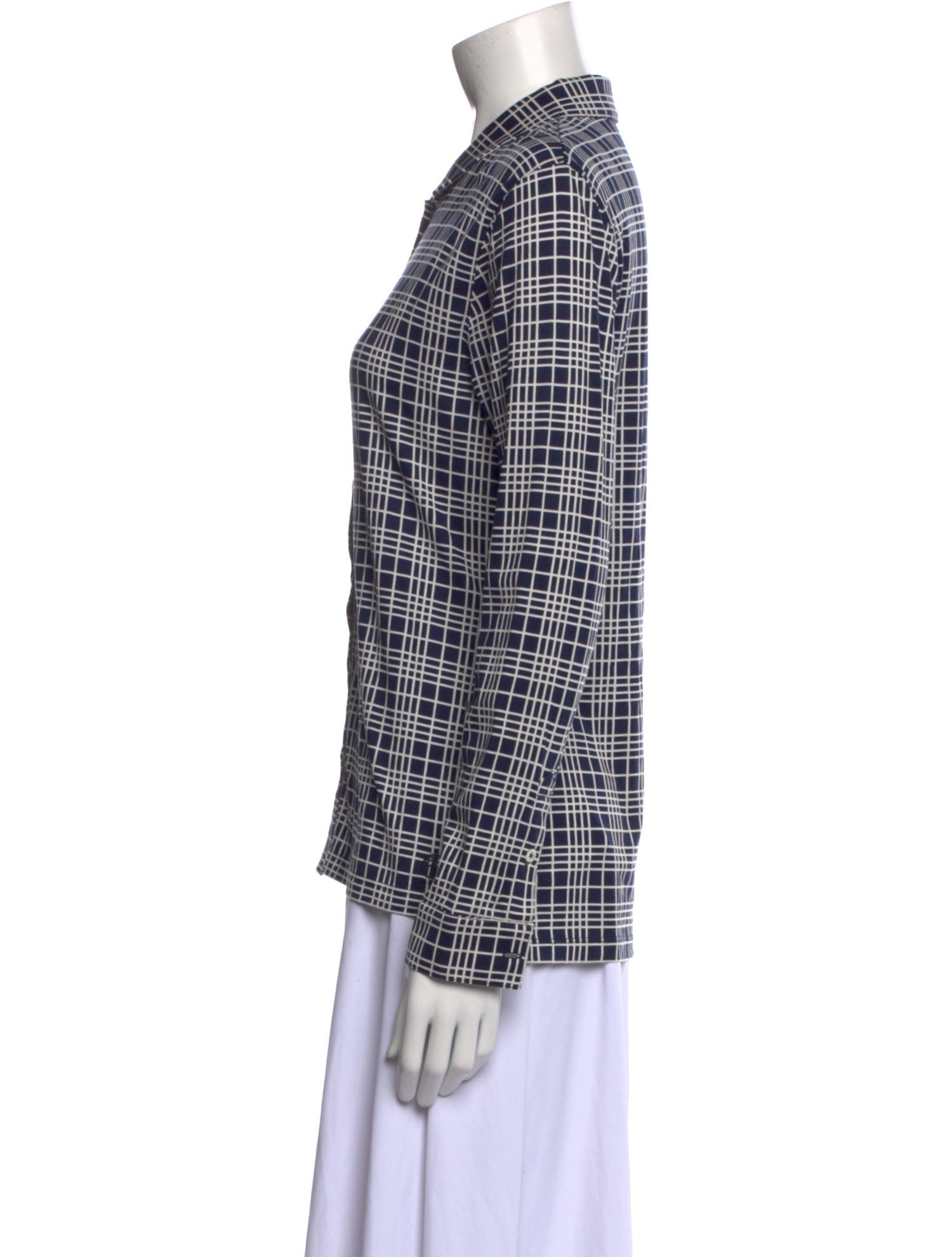 Tory Sport Plaid Print Long Sleeve Button-Up Top