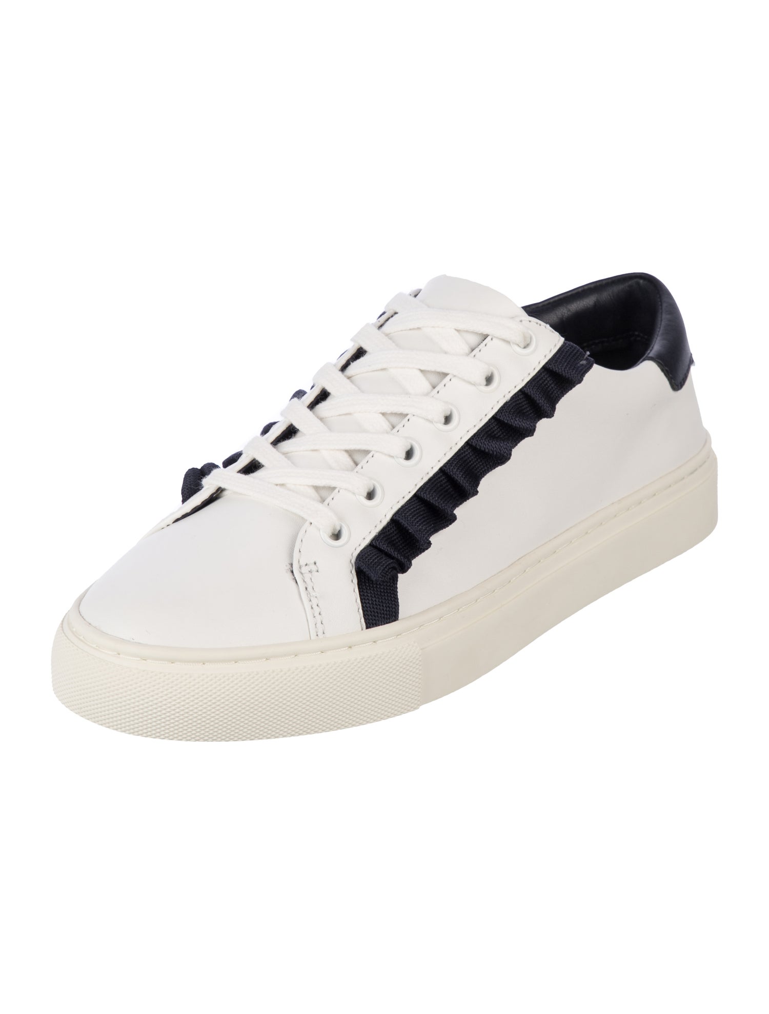 Tory Sport Leather Ruffle Embellishment Sneakers