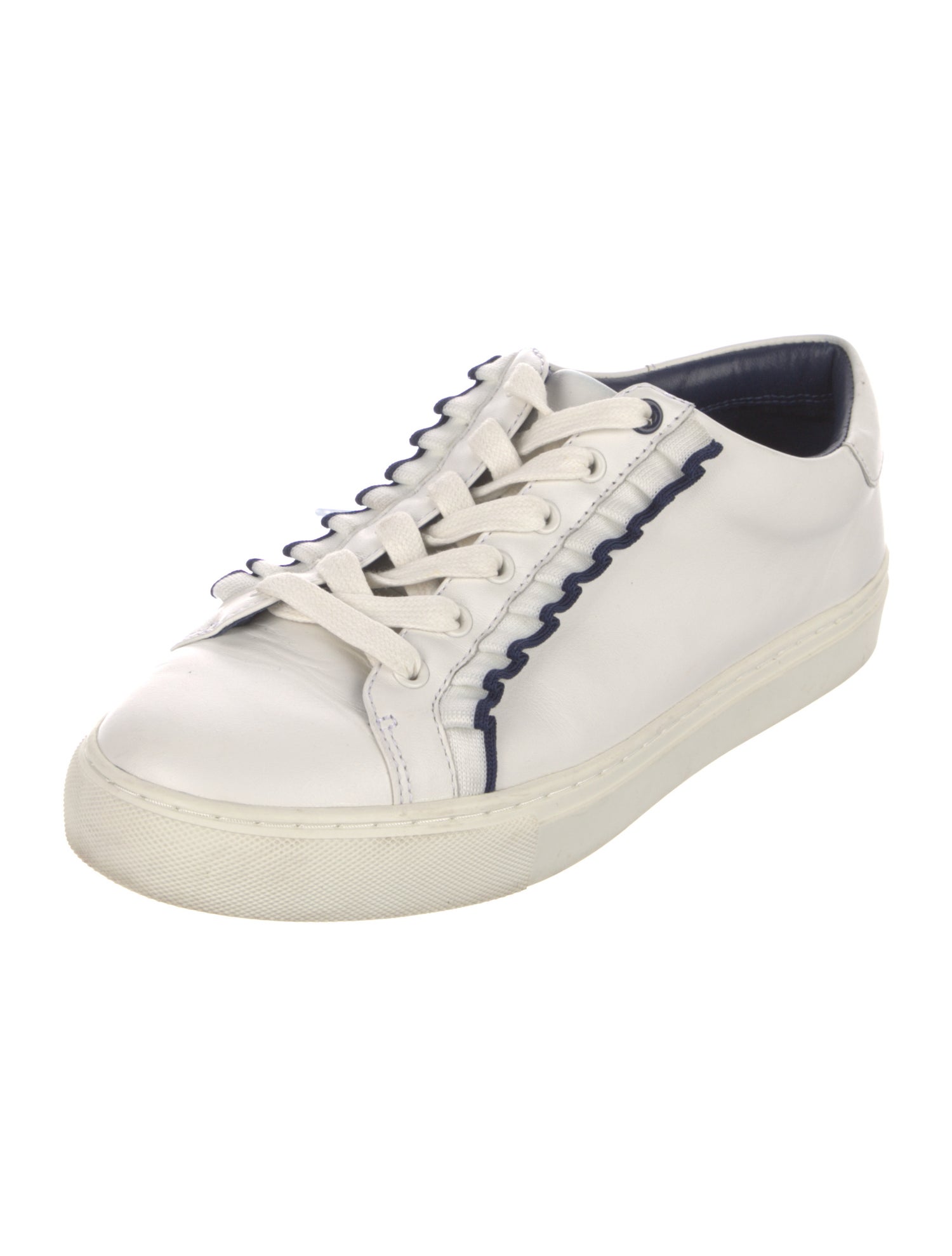 Tory Sport Leather Ruffle Embellishment Sneakers