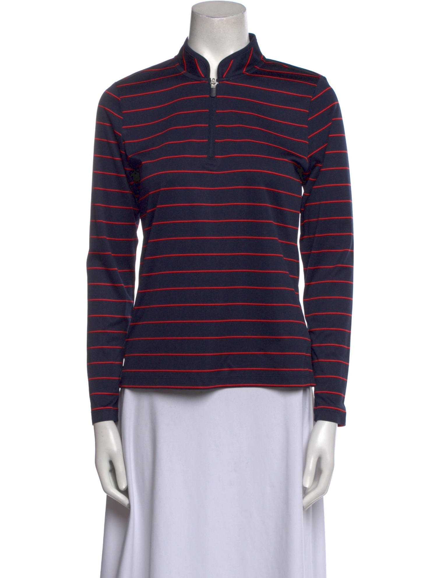 Tory Sport Striped Mock Neck Sweatshirt