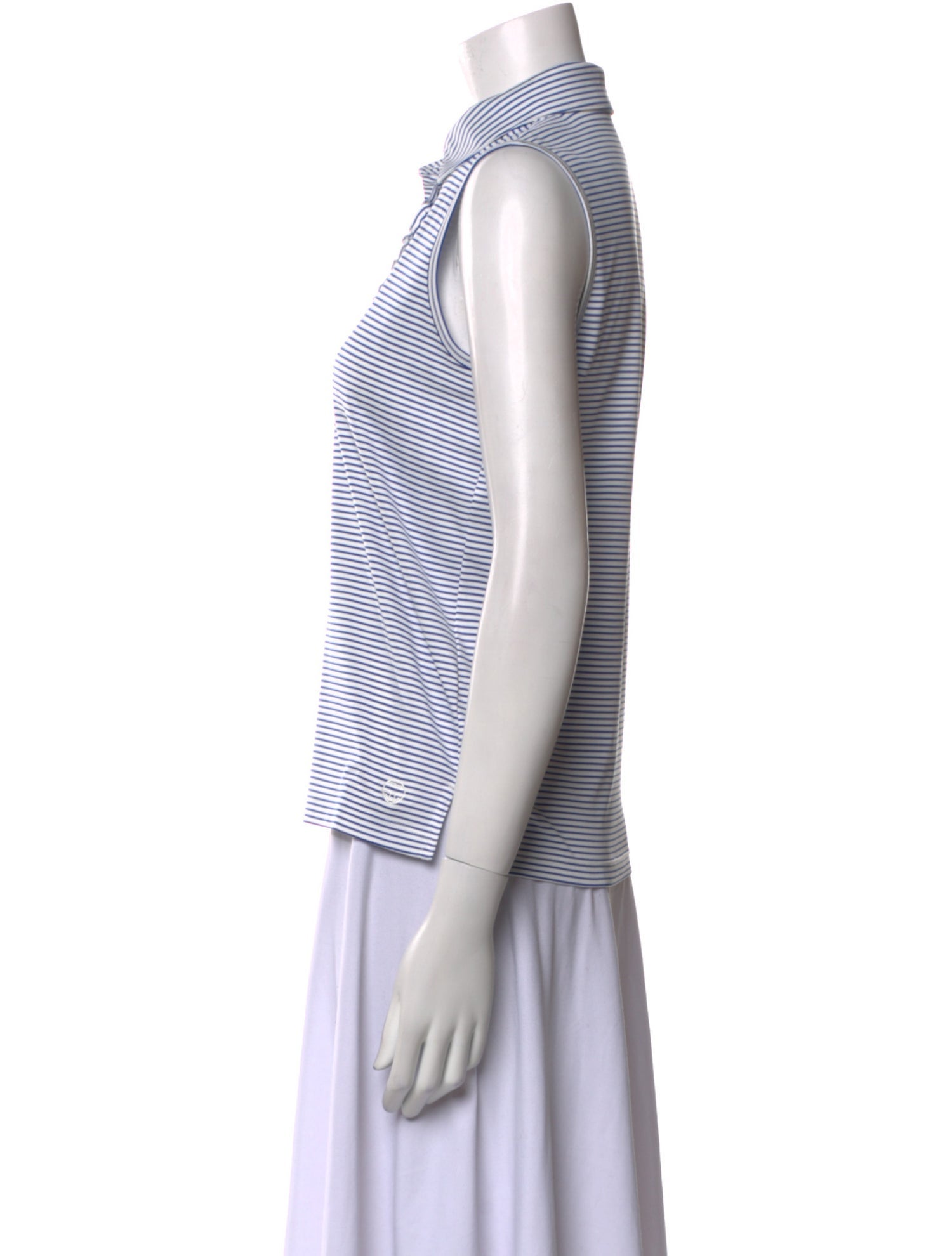 Tory Sport Striped Mock Neck Top