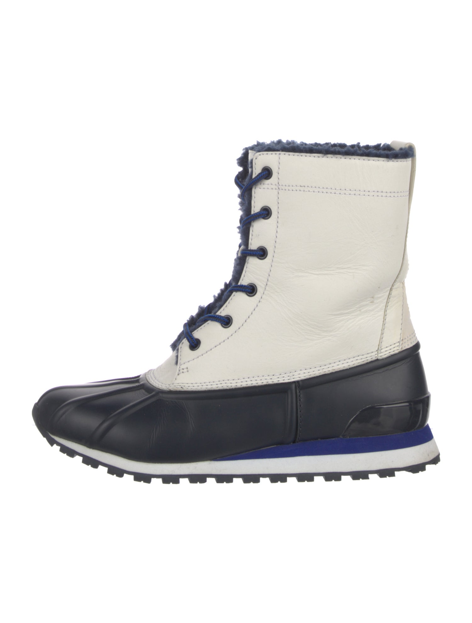 Tory Sport Leather Colorblock Pattern Lace-Up Boots